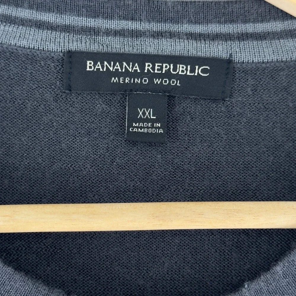 Banana Republic Mens XXL Charcoal Gray Merino Wool Crewneck Pullover Sweater